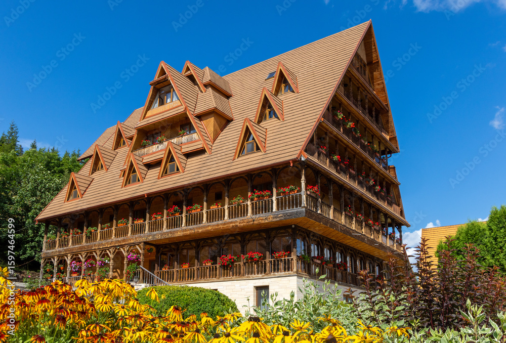 Fototapeta premium Landscape with the Dorna Arini monastery in Suceava county - Romania