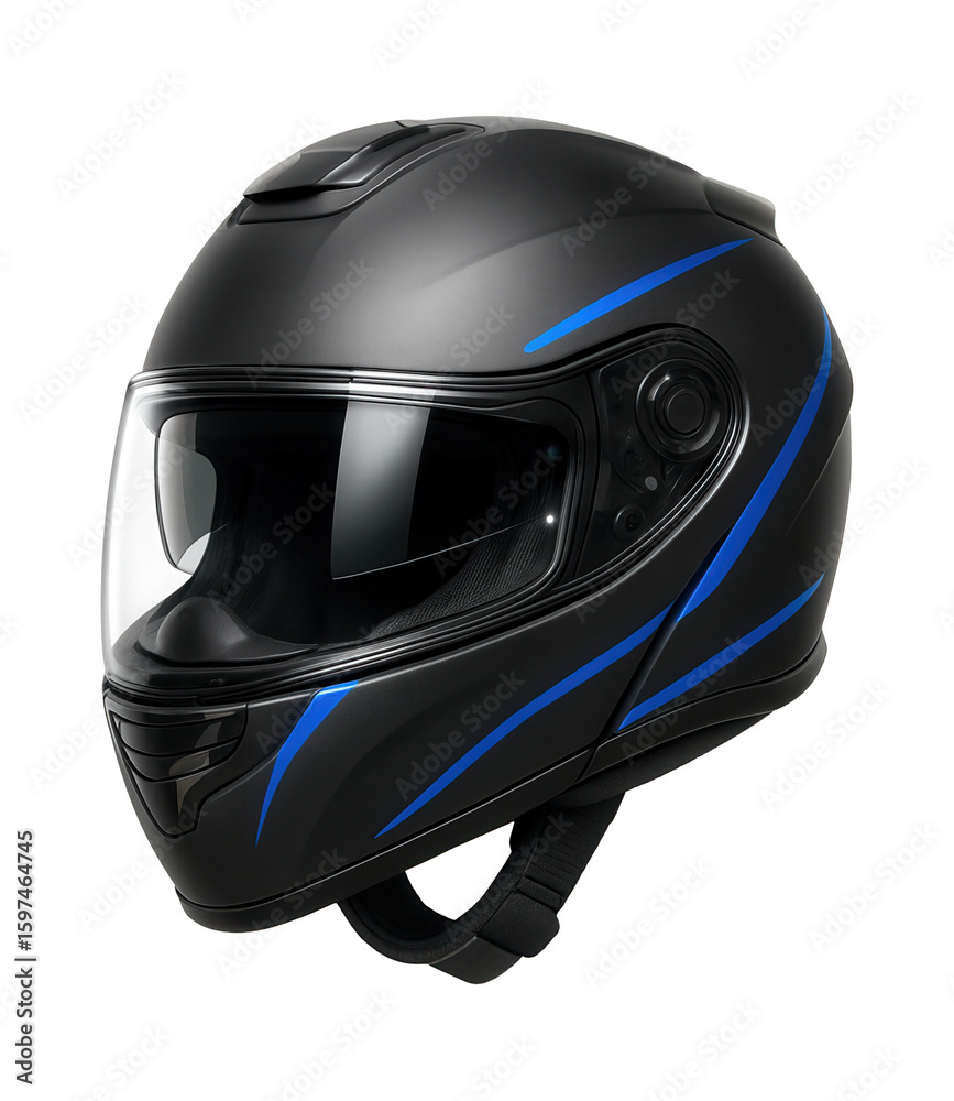 Fototapeta premium Motorcycle helmet with a flip-up visor and reflective decals