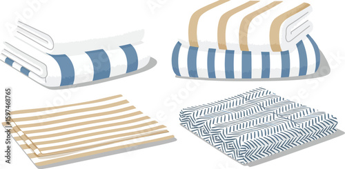 Shop folded striped towels sets for bathrooms and beach towels online best quality affordable price
