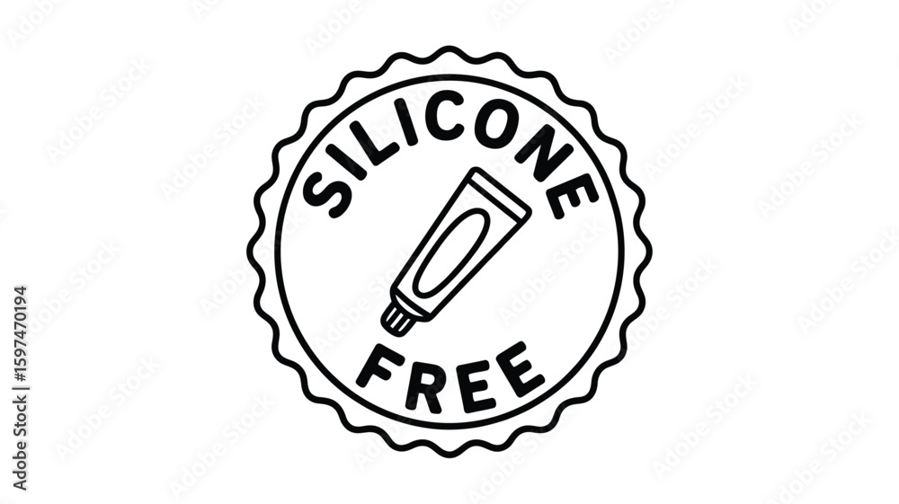 Fototapeta premium Silicone Free Product Label Icon with Tube Illustration