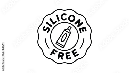 Silicone Free Product Label with Tube Icon in Black and White