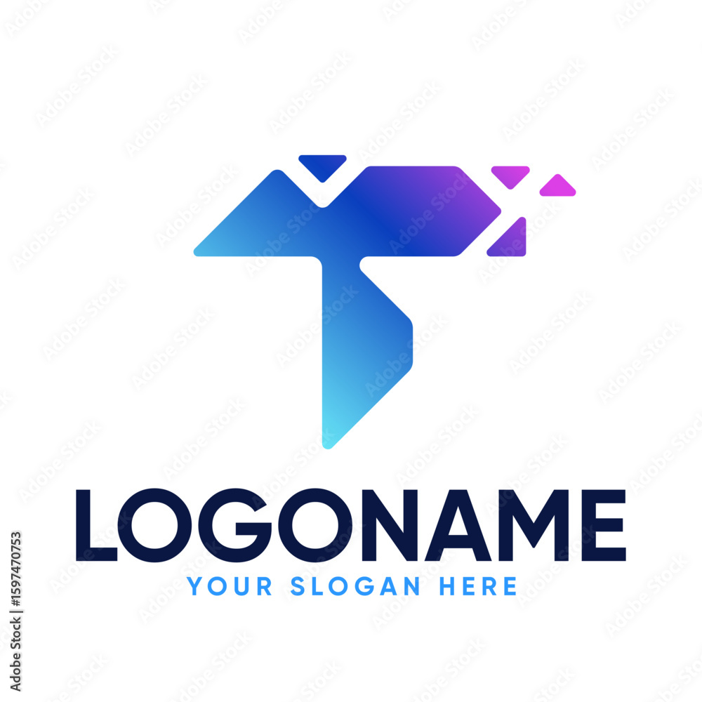 Fototapeta premium Digital Technology T Letter Logo