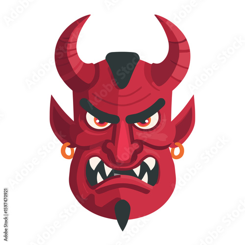 Red Devil Face Clipart, Vector Logo, Icon