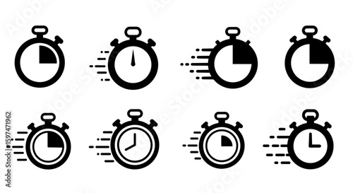 Urgency and Quick Delivery Concept Flat Design Icons