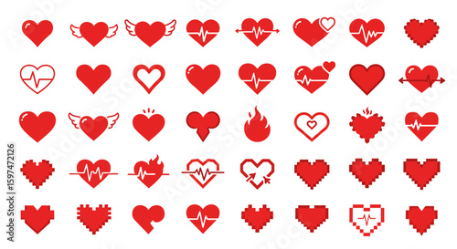 Essential Love and Emotion Related Elements Icon Set