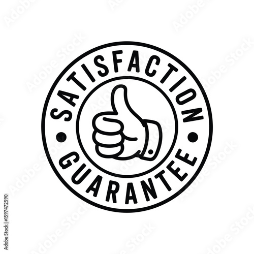 Satisfaction Guarantee Stamp with Thumbs Up Symbol Vector Illustration