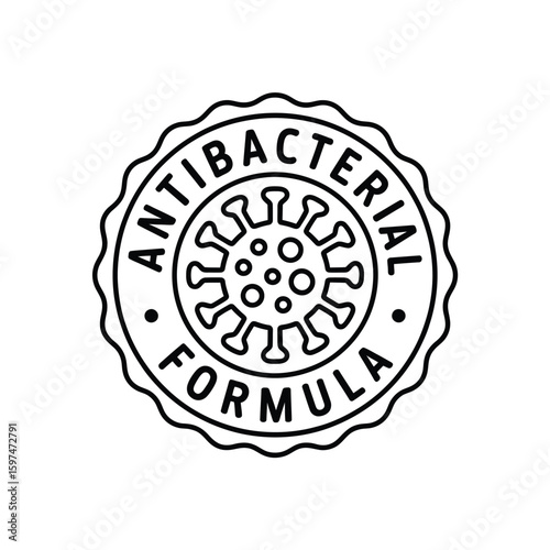 Antibacterial formula stamp with virus icon for product packaging design
