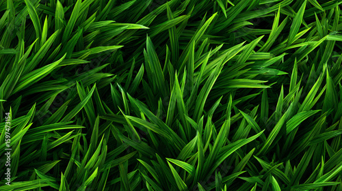 Realistic flat lay of vibrant green grass texture with natural variation in blades, seamless pattern on transparent background 