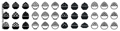 Food and dining icons set – silhouette, filled, culinary and meal design symbols