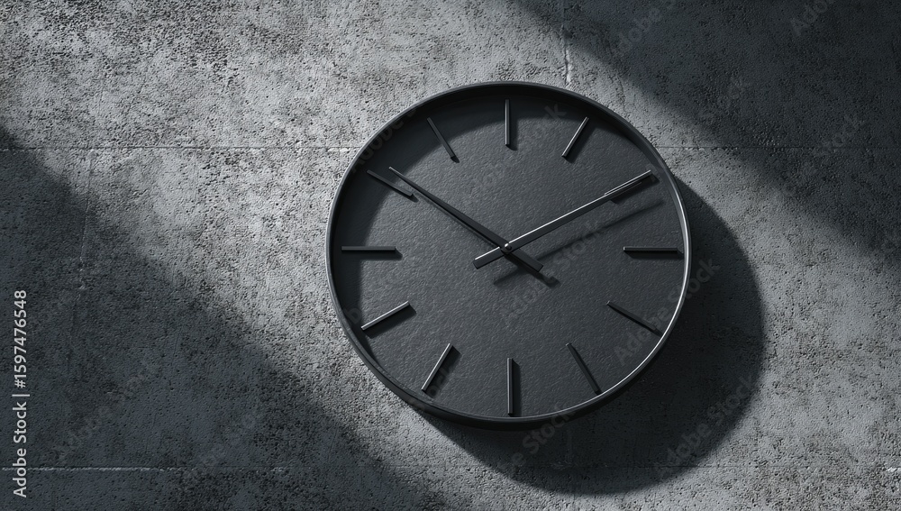 custom made wallpaper toronto digitalDark gray clock on a concrete wall, sunlit