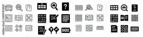 Puzzle and education icons set – solid, filled, learning and logic symbols