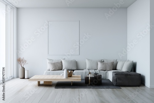 Minimalist living space featuring a neutral color scheme and understated decor elements