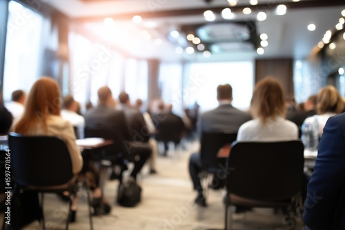 Conference room setup for a business seminar with ample lighting backdrop