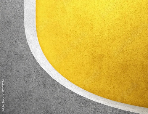 Abstract curved wall design with gray and yellow