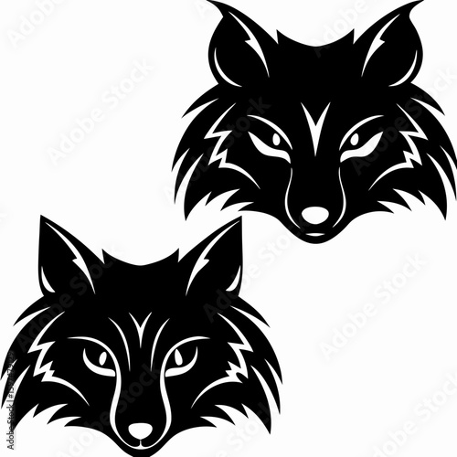Fox Head Silhouette Duo - Vector Graphic