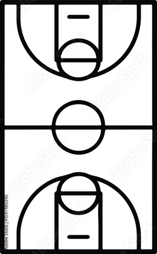 Silhouette basketball court top view minimalist line vector Illustrator
