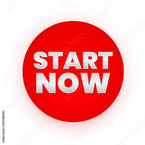 Start Now: A bold, red circular button with the words START NOW prominently displayed in a modern, clear font, instantly conveying a call to action and encouraging immediate engagement.