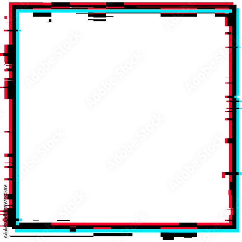 Square Frame with Glitch Effect – 3D glitch Pixel Distorted Border