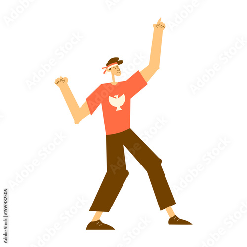 Enthusiastic Person Celebrating Indonesian Independence
