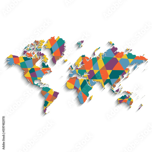World map. Colorful political map of the world cut out of paper on white background. Countries. Vector