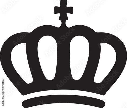 Black silhouette of a royal crown with a cross on top monarchy king