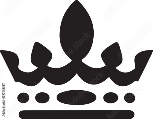 Black silhouette of a royal crown with ornate design and jewels monarchy king