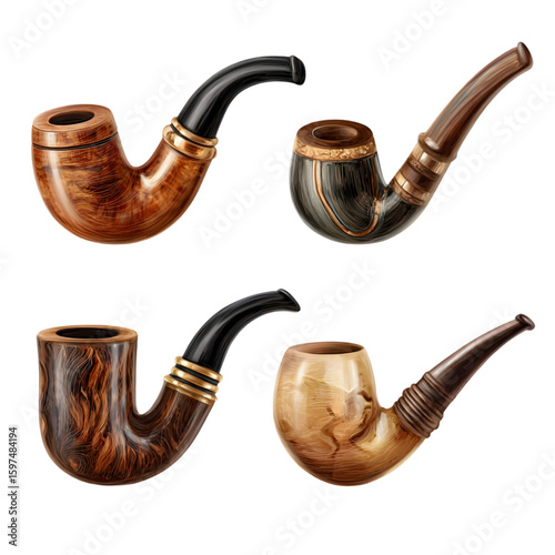 Sophisticated collection of vintage smoking pipes evoking relaxation, tradition, and timeless elegance for lifestyle and design projects