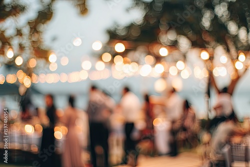 Wallpaper Mural Blurred outdoor gathering under string lights Torontodigital.ca