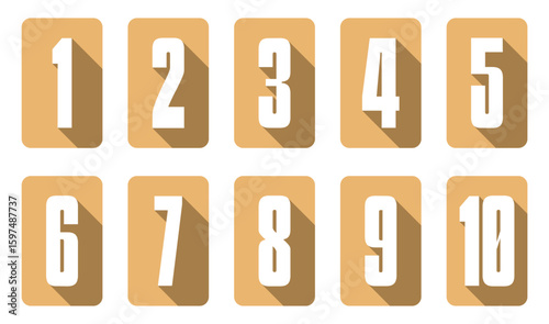 Set Bold Numbers 1 to 10 in Rectangle on transparent background