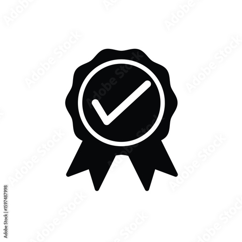 Ribbon and checklist icon vector logo design template