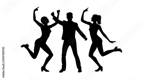 Silhouette of Celebration: Energetic silhouettes dance in harmonious unity, capturing a moment of pure joy and expressive movement. A vivid illustration that embodies the essence of elation.