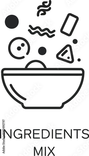 Bowl with ingredients ready for mixing, food preparation concept art