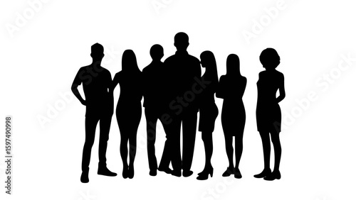 Team Silhouette: A collective of people, represented as dark silhouettes against a neutral background, embodying unity, cooperation, and a sense of anonymity. 