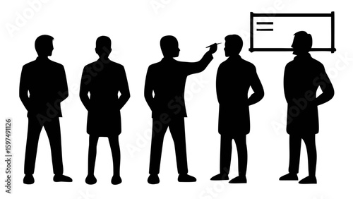 Business Team Discussion: A team of business professionals engage in a collaborative discussion, focused on strategy and problem-solving. The image captures a moment of decision-making.