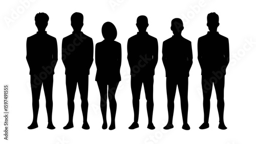 Silhouette Team: A united group of individuals stand in stark silhouette, highlighting unity, diversity, and the power of collective strength.