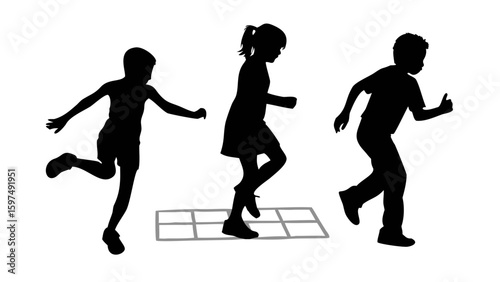 Dynamic Silhouette: capturing the playfulness of children as they engage in an outdoor game, each form an exercise in movement and silhouette.