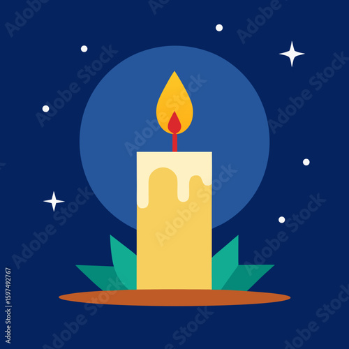 candles on a blue background