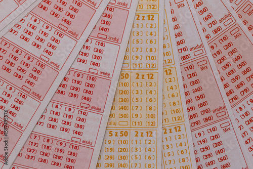 Fotomural Tickets for a numbers game, big lottery win, blank unmarked tickets in an intern