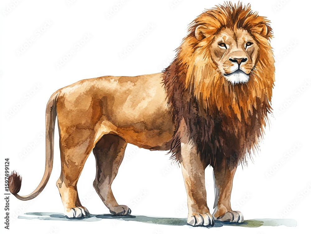 Obraz premium A majestic lion stands proud, showcasing its beautiful mane.