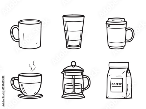 coffee cup line art illustration