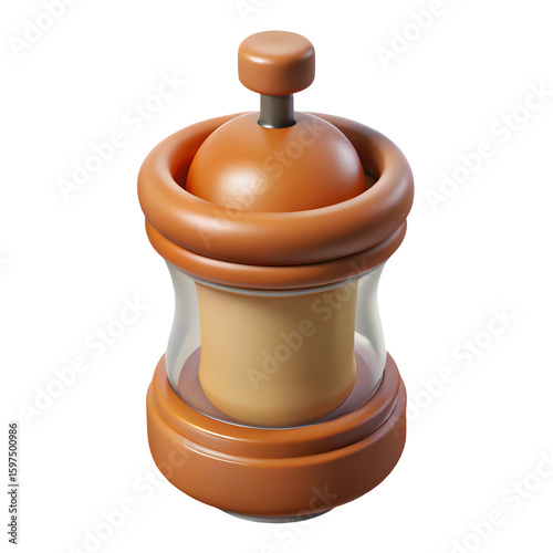 Vintage wooden spice grinder with clear glass chamber