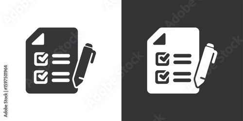 Quiz document icon. Solid glyph series icon