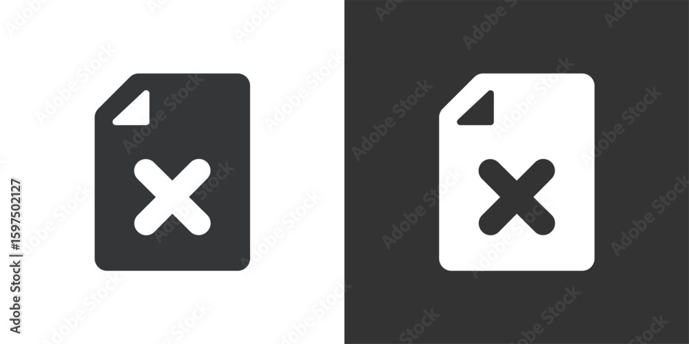 Obraz premium Rejected document icon. Solid glyph series icon