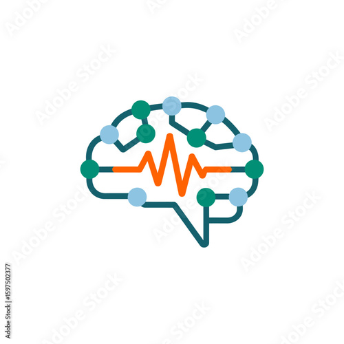 Brain connectivity illustration showcasing an idea generation neural network activity or mental health