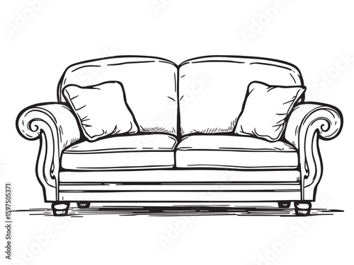 couch modern outline drawing