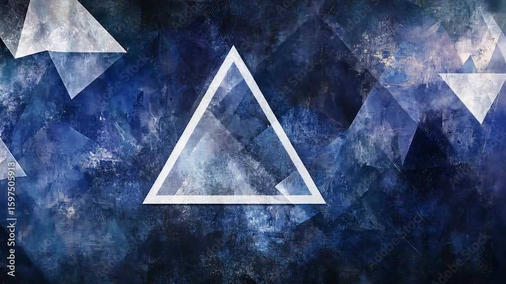 Abstract design of dark blue and light gray triangles