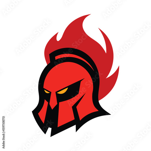 fiery spartan helmet vector art