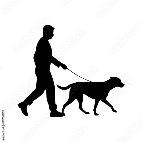 Man Walking Dog Silhouette