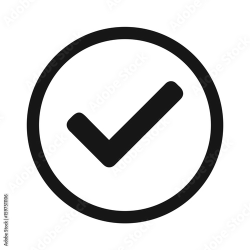 Simple black check mark inside a circle icon signifying success or confirmation