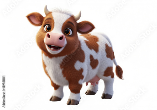 Adorable Cartoon Dairy Cow with Friendly Smile